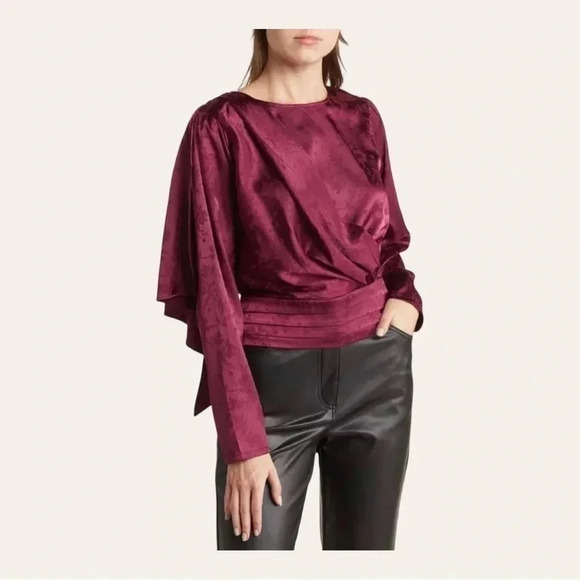 1243.‎ RONNY KOBO COLLECTION MONET TOP PURPLE FLORAL SATIN OPEN SLIT BACK SMALL - Picture 3 of 13